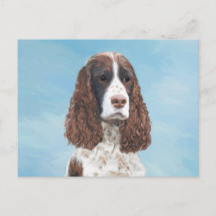 イングリッシュスリンガー絵画スパニエル犬オリジナルドッグアート ポストカード