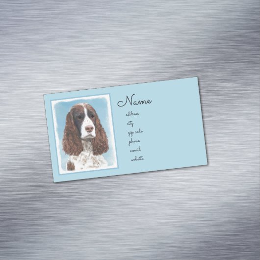 イングリッシュスリンガー絵画スパニエル犬オリジナルドッグアート マグネット名刺 (インサイチュ)