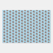 イングリッシュスリンガー絵画スパニエル犬オリジナルドッグアート ラッピングペーパーシート (正面)