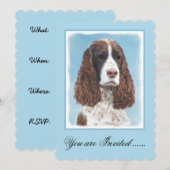 イングリッシュスリンガー絵画スパニエル犬オリジナルドッグアート 招待状 (正面/裏面)