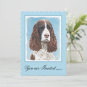 イングリッシュスリンガー絵画スパニエル犬オリジナルドッグアート 招待状 (スタンド正面)