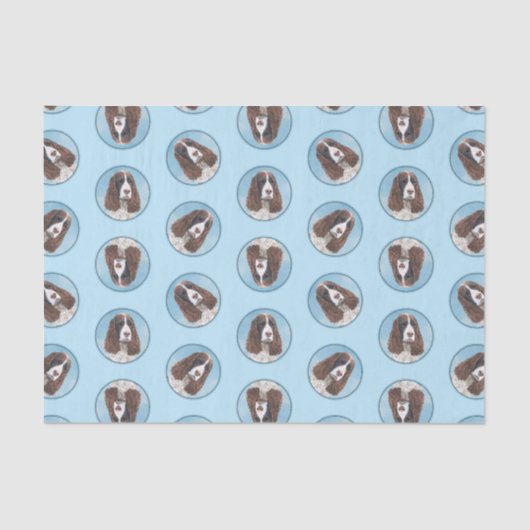 イングリッシュスリンガー絵画スパニエル犬オリジナルドッグアート 薄葉紙 (正面)