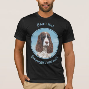イングリッシュスリンガー絵画スパニエル犬オリジナルドッグアート Tシャツ