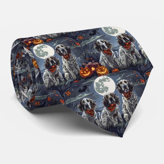 イングリッシュセッターのハロウィーン スプーキー ネクタイ (ロール)