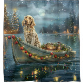 イングリッシュセッタークリスマスフェスティバル航海 シャワーカーテン (正面)