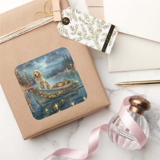 イングリッシュセッタークリスマスフェスティバル航海 スクエアシール (ギフト)