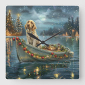 イングリッシュセッタークリスマスフェスティバル航海 スクエア壁時計 (正面)