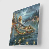 イングリッシュセッタークリスマスフェスティバル航海 スクエア壁時計 (傾斜)