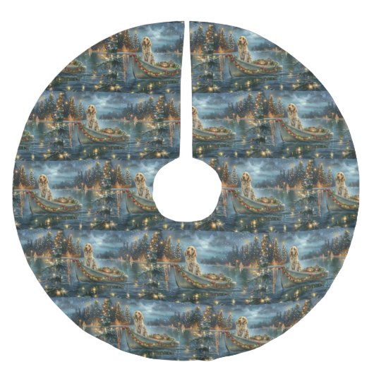 イングリッシュセッタークリスマスフェスティバル航海 ブラッシュドポリエステルツリースカート (正面)