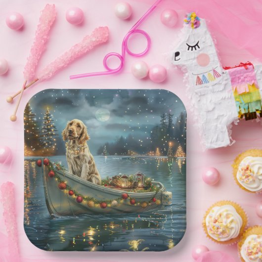 イングリッシュセッタークリスマスフェスティバル航海 ペーパープレート (パーティー)