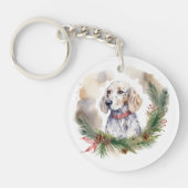 イングリッシュセッタークリスマスリースフェスティバルカップ キーホルダー (正面)