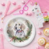 イングリッシュセッタークリスマスリースフェスティバルカップ ペーパープレート (パーティー)