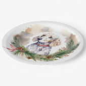 イングリッシュセッタークリスマスリースフェスティバルカップ ペーパープレート (アングル)