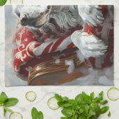 イングリッシュセッタードッグクリスマスフェスティバル キッチンタオル (折り畳み)