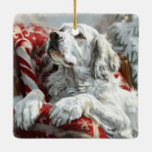 イングリッシュセッタードッグクリスマスフェスティバル セラミックオーナメント (裏面)