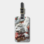 イングリッシュセッタードッグクリスマスフェスティバル ラゲッジタグ (正面縦)