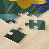 イングリッシュセッタードッグ絵を描春の花 ジグソーパズル (側面)