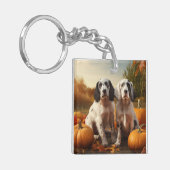 イングリッシュセッターパピー秋デライトカボチャ キーホルダー (正面左)