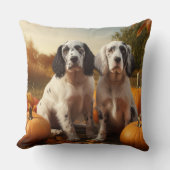 イングリッシュセッターパピー秋デライトカボチャ クッション (正面)