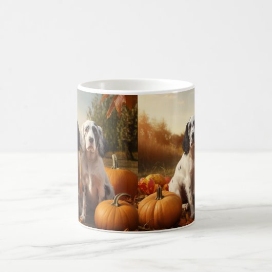 イングリッシュセッターパピー秋デライトカボチャ コーヒーマグカップ (中央)