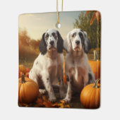 イングリッシュセッターパピー秋デライトカボチャ セラミックオーナメント (左)