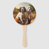 イングリッシュセッターパピー秋デライトカボチャ ハンドファン (正面)