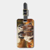 イングリッシュセッターパピー秋デライトカボチャ ラゲッジタグ (正面縦)