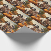 イングリッシュセッターパピー秋デライトカボチャ ラッピングペーパー (角)