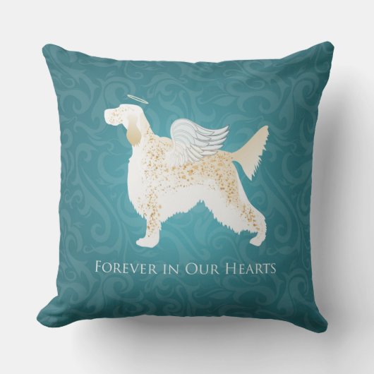 イングリッシュセッターペットメモリアルエンジェルドッグ クッション (正面)