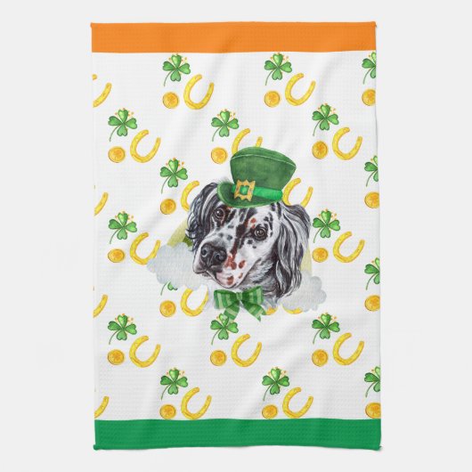 イングリッシュセッターホリデーホームデコールSt patricks day キッチンタオル (縦)