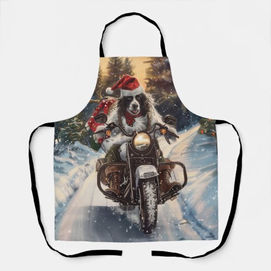イングリッシュセッター犬のバイククリスマス エプロン (正面)