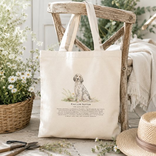イングリッシュセッター犬の水彩絵画 ブリード名の引用 トートバッグ