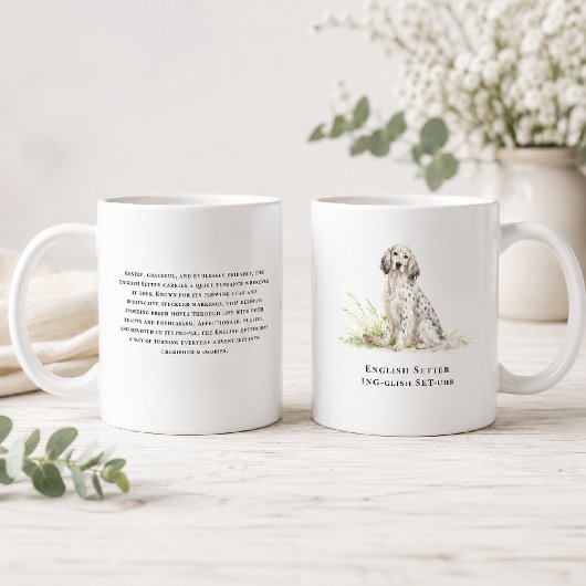 イングリッシュセッター犬の水彩絵画 語録 コーヒーマグカップ