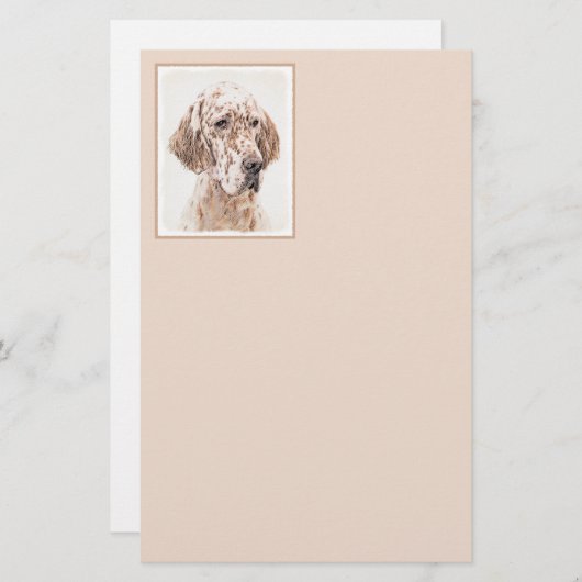 イングリッシュセッター絵画オレンジベルトンのドッグアート (正面/裏面)