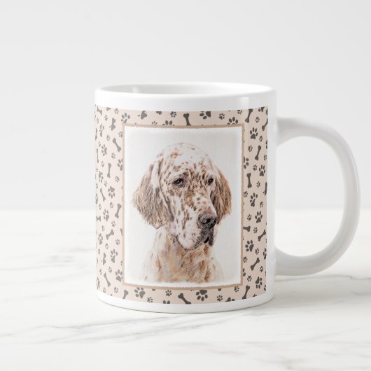 イングリッシュセッター絵画オレンジベルトンのドッグアート ジャンボコーヒーマグカップ (右)