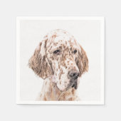 イングリッシュセッター絵画オレンジベルトンのドッグアート スタンダードカクテルナプキン (正面)