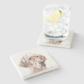 イングリッシュセッター絵画オレンジベルトンのドッグアート ストーンコースター (横)