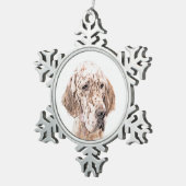 イングリッシュセッター絵画オレンジベルトンのドッグアート スノーフレークピューターオーナメント (右)