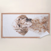 イングリッシュセッター絵画オレンジベルトンのドッグアート ビーチタオル (正面)