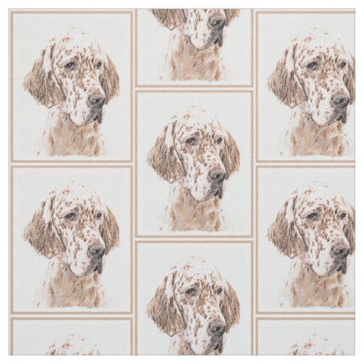 イングリッシュセッター絵画オレンジベルトンのドッグアート ファブリック (見本)