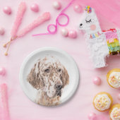 イングリッシュセッター絵画オレンジベルトンのドッグアート ペーパープレート (パーティー)