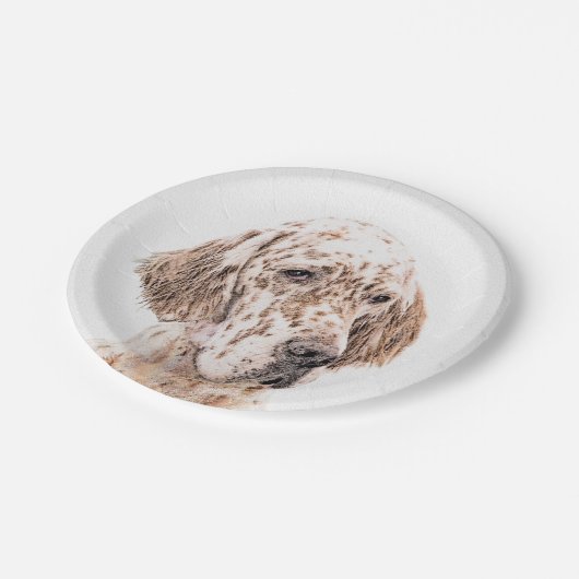 イングリッシュセッター絵画オレンジベルトンのドッグアート ペーパープレート (アングル)