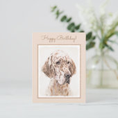 イングリッシュセッター絵画オレンジベルトンのドッグアート ポストカード (スタンド正面)