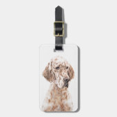 イングリッシュセッター絵画オレンジベルトンのドッグアート ラゲッジタグ (正面縦)