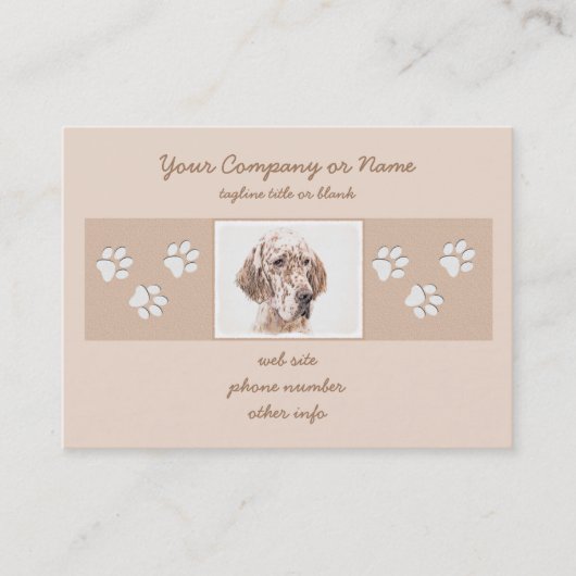 イングリッシュセッター絵画オレンジベルトンのドッグアート 名刺 (正面)