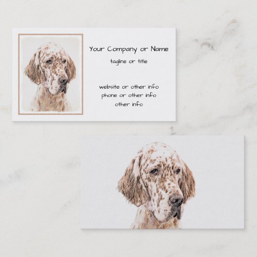 イングリッシュセッター絵画オレンジベルトンのドッグアート 名刺 (正面/裏面)