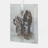 イングリッシュセッター、ウッドコック狩り ガラスオーナメント (正面左)