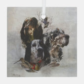 イングリッシュセッター、ウッドコック狩り ガラスオーナメント (裏面)