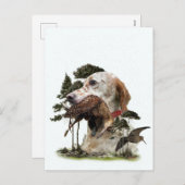 イングリッシュセッター、ウッドコック狩り シーズンポストカード (正面/裏面)