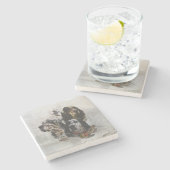 イングリッシュセッター、ウッドコック狩り ストーンコースター (横)